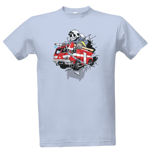 Tričko s potiskem Hasičské auto a hasič